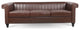 83" Faux leather Square Arm Sofa with Nailhead Trim , Dark Brown