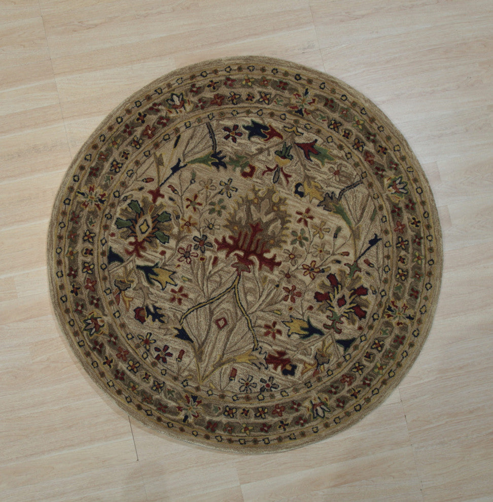 EORC Ivory Hand-Tufted Wool Morris Rug 6' Round