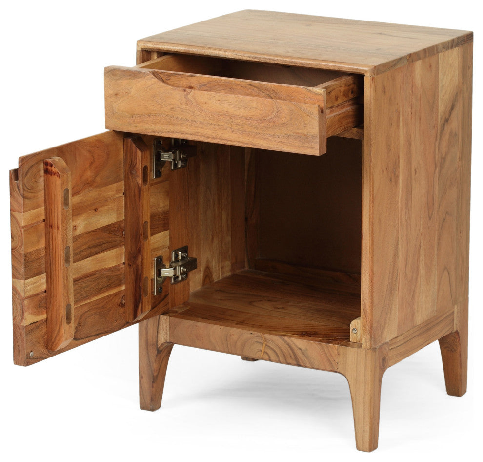 Letitia Modern Handcrafted Acacia Wood Side Table