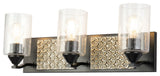 Arcadia 3 Light Bath Vanity Light in Matte Black and Silver Accents
