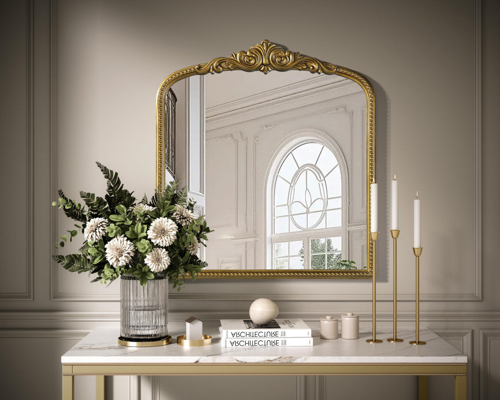 Home Living Vintage Resin Mirror 33x36, Antique Brass