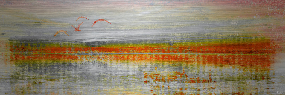 "Linear Birds" Fine Art Canvas Print, 45"x15"
