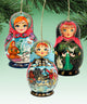 Russian Doll Wooden Ornaments Set of 3
