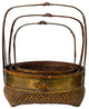 2 x Oriental Oval Brown Rattan Basket with Handle 3 pieces Set Hws1327