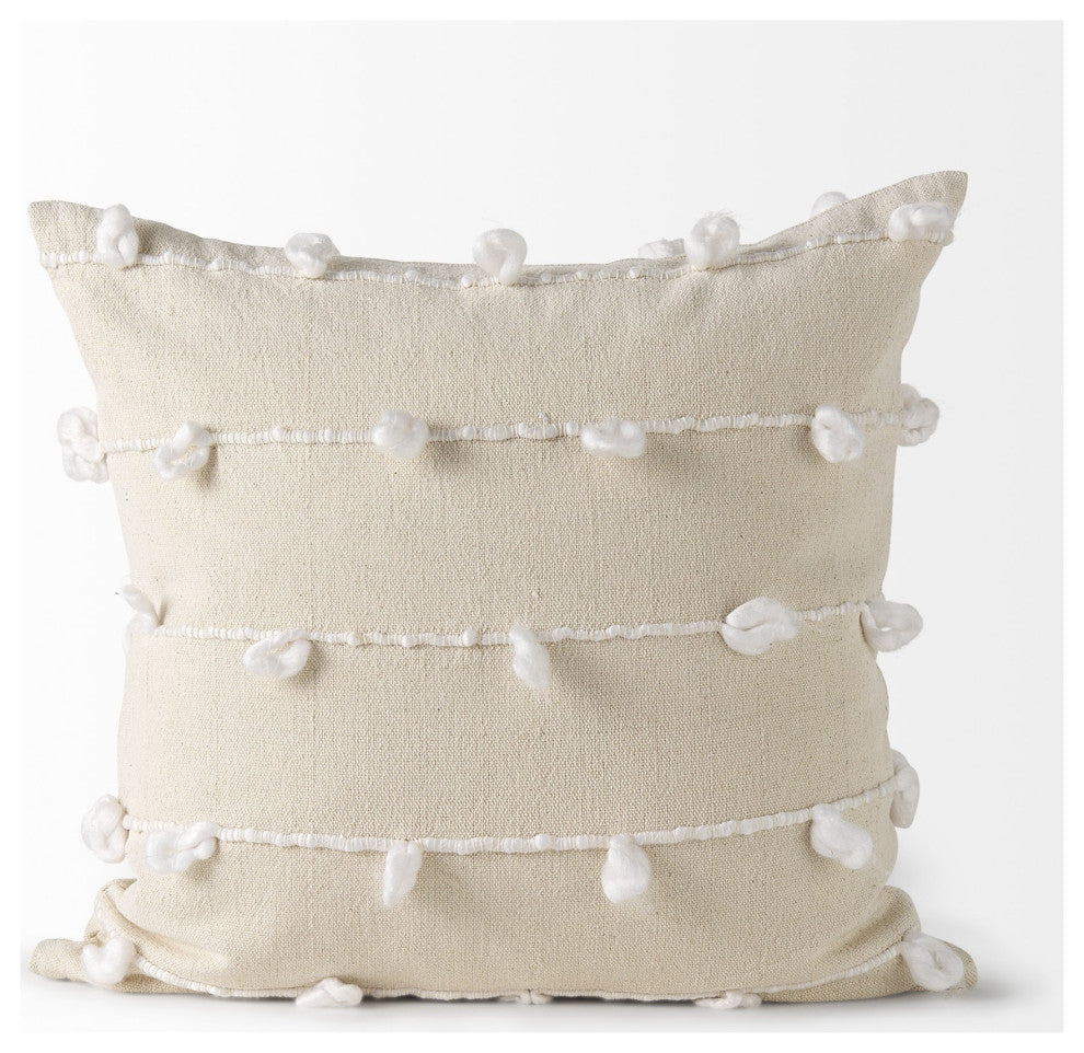 Clouds on Cream Canvas Square Pillow Cover