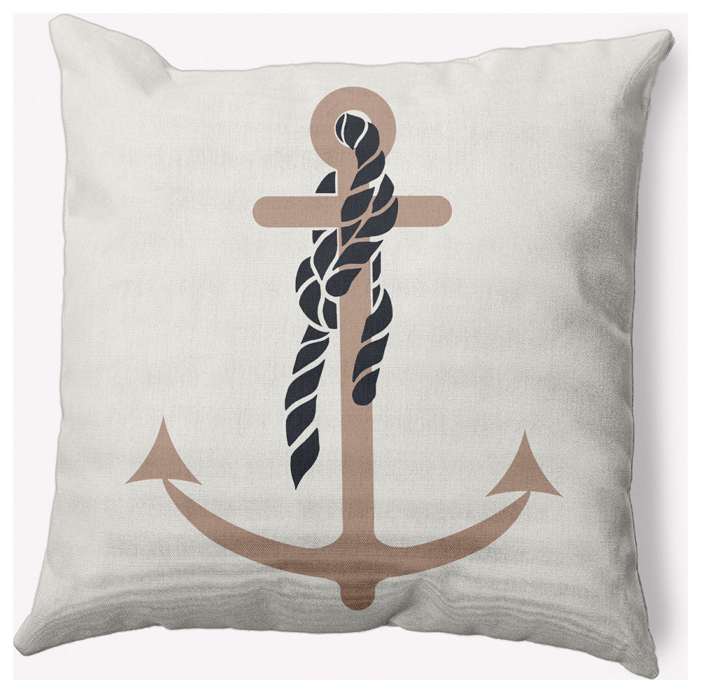 16x16" Anchor and Rope Nautical Decorative Indoor Pillow, Mauve