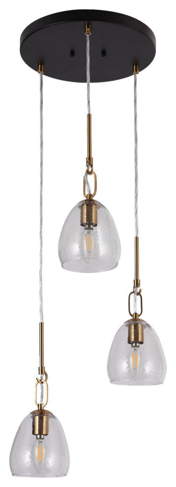 LNC 3-Light Matte Black and Polished Gold Linear Modern/Contemporary Chandelier