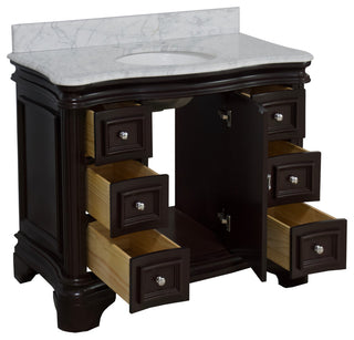 Katherine 42" Bath Vanity, Chocolate, Carrara Marble
