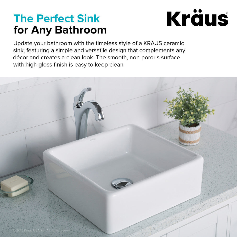 Elavo Ceramic Square Vessel White Sink