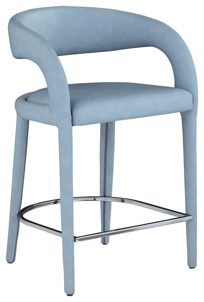 Sylvester Faux Leather Stool, Light Blue