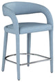 Sylvester Faux Leather Stool, Light Blue