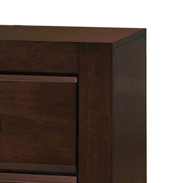 Benzara BM185433 Wooden Two Drawer Nightstand In Walnut Finish