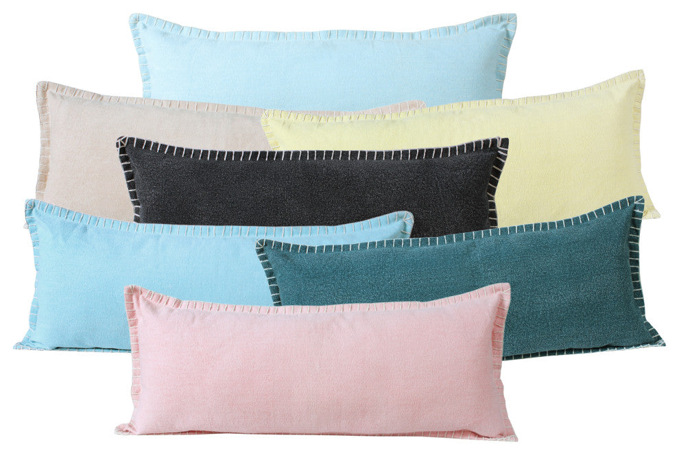 Ox Bay Handwoven Beige Solid Organic Cotton Pillow Cover, 14"x36"