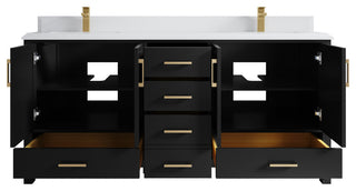 Malibu 72 Double Sink Bath Vanity in Black 1.5" White Quartz