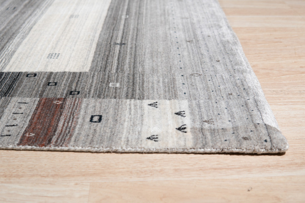 Gray Transitional Modern Gabbeh Area Rug