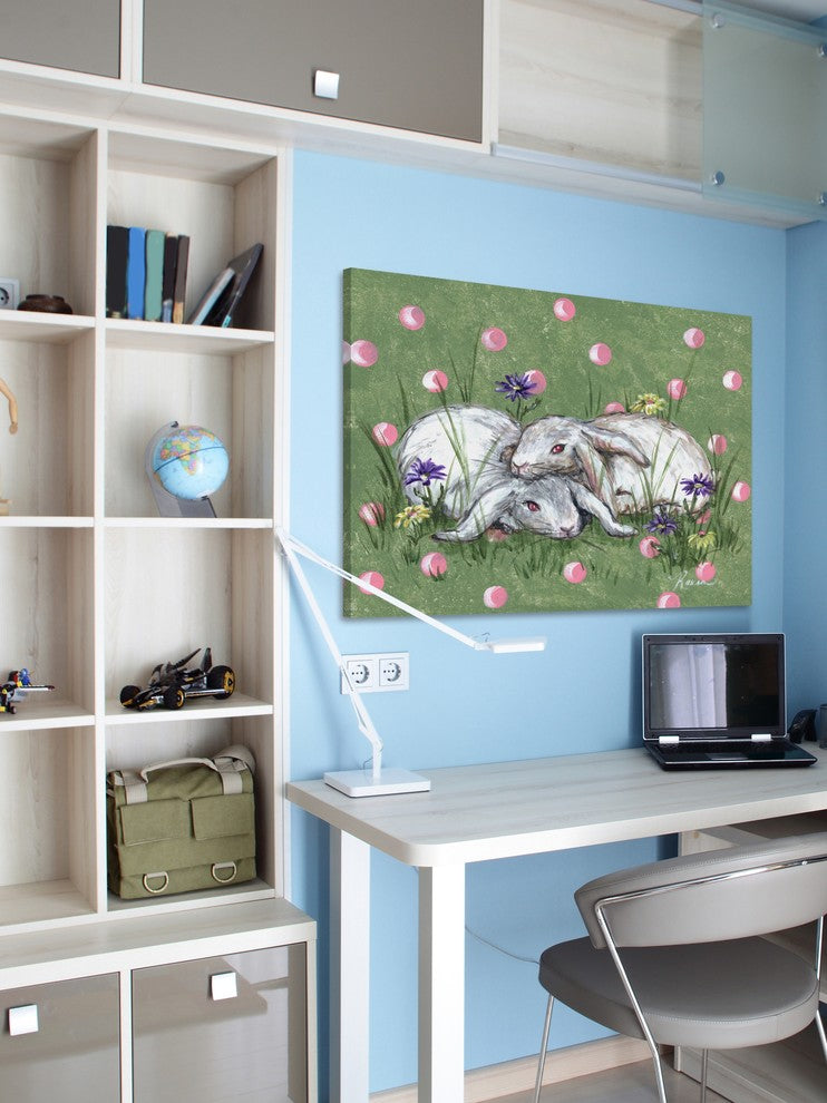 Marmont Hill, "Bunny Love" by Reesa Qualia Painting on Wrapped Canvas, 24x16