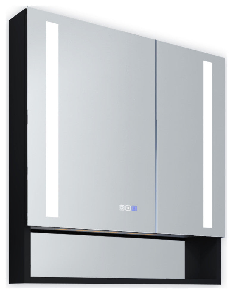 Aluminum Surface/Recessed Mount Medicine Cabinet with Mirror, Outlet and Lights