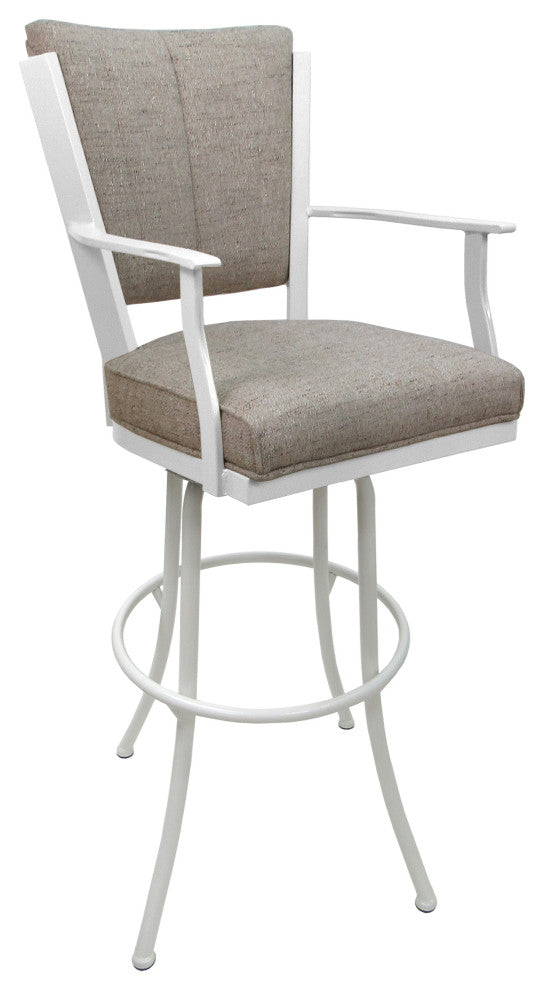 Montana Extra Tall 34" (35") Metal Bar Stool - Noam Base, Hemsath Driftwood - White, 34"