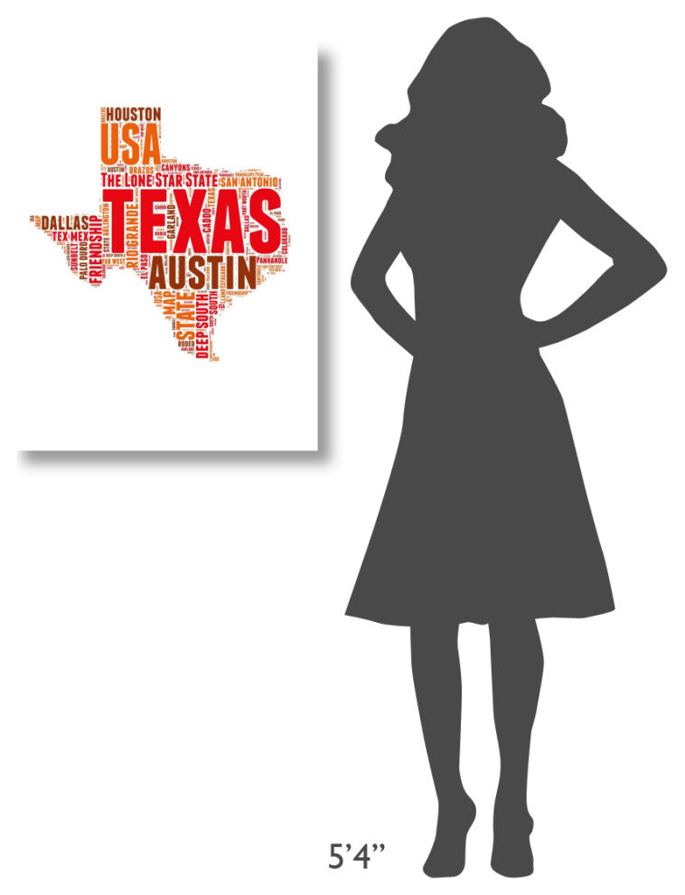 "Texas Word Cloud Map" Fine Art Print