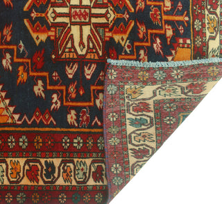 Fine Vintage Distressed Walbrydg Navy/Beige Runner, 3'7x10'6