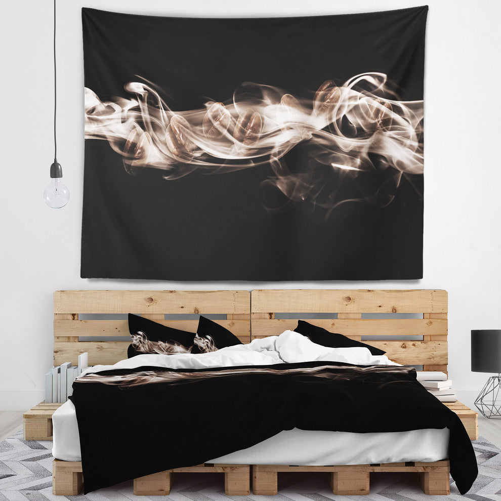 Fractal White Smoke Contemporary Wall Tapestry, 39"x32"