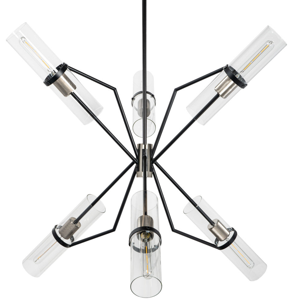 Everly 6 Light Chandelier Modern Sputnik Chandelier, Black/Chrome
