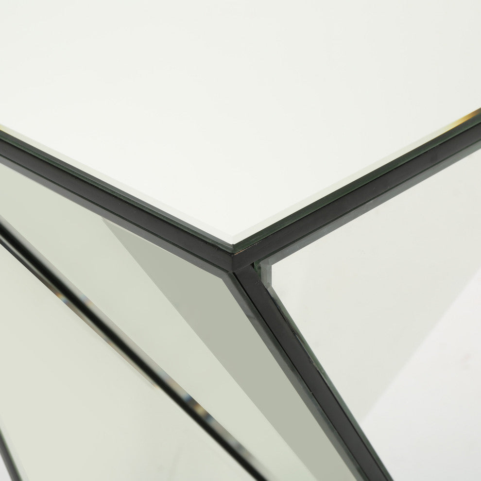 GDF Studio Amler Geometrical Mirrored Side Table