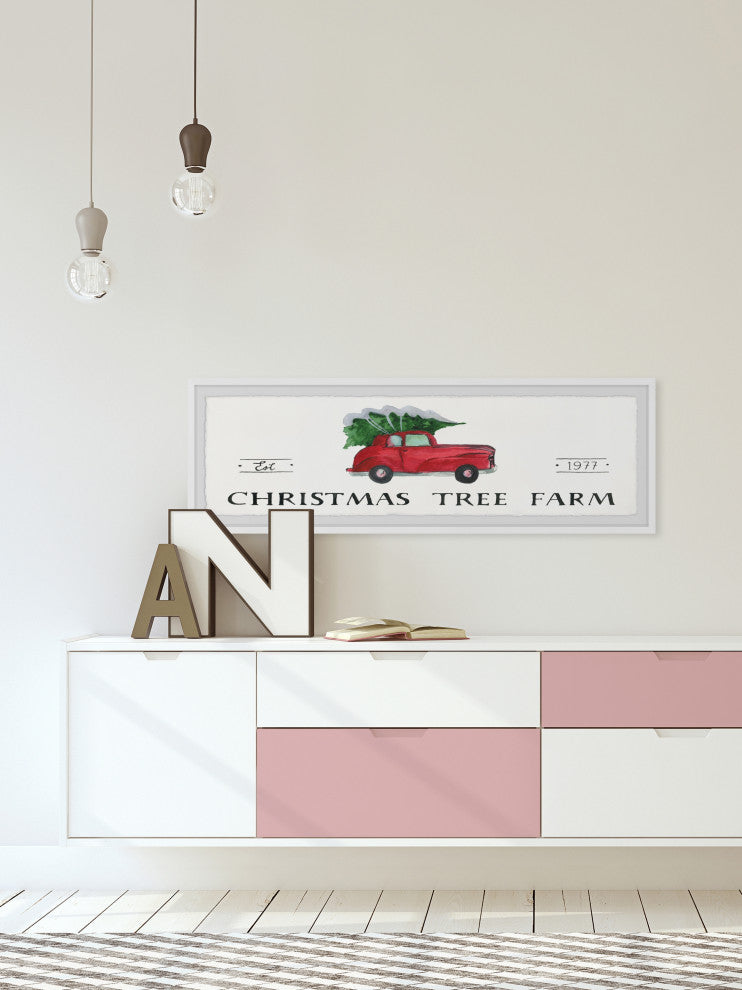 "Tree Farm Est 1977" Framed Painting Print, 30x10