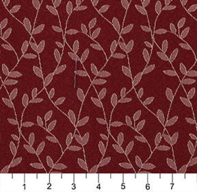 Burgundy And Beige Vine Leaves Jacquard Woven Upholstery Fabric By The Yard