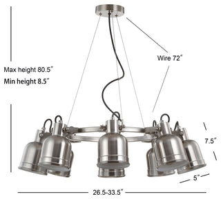 Liam Metal Led Pendant, Nickel, Nickel, Width: 26.5"