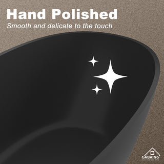65in Solid Surface Freestanding Bathtub in Matte Black, Matte Black