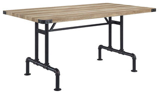 Acme Edina Dining Table, Oak & Sandy Black Finish