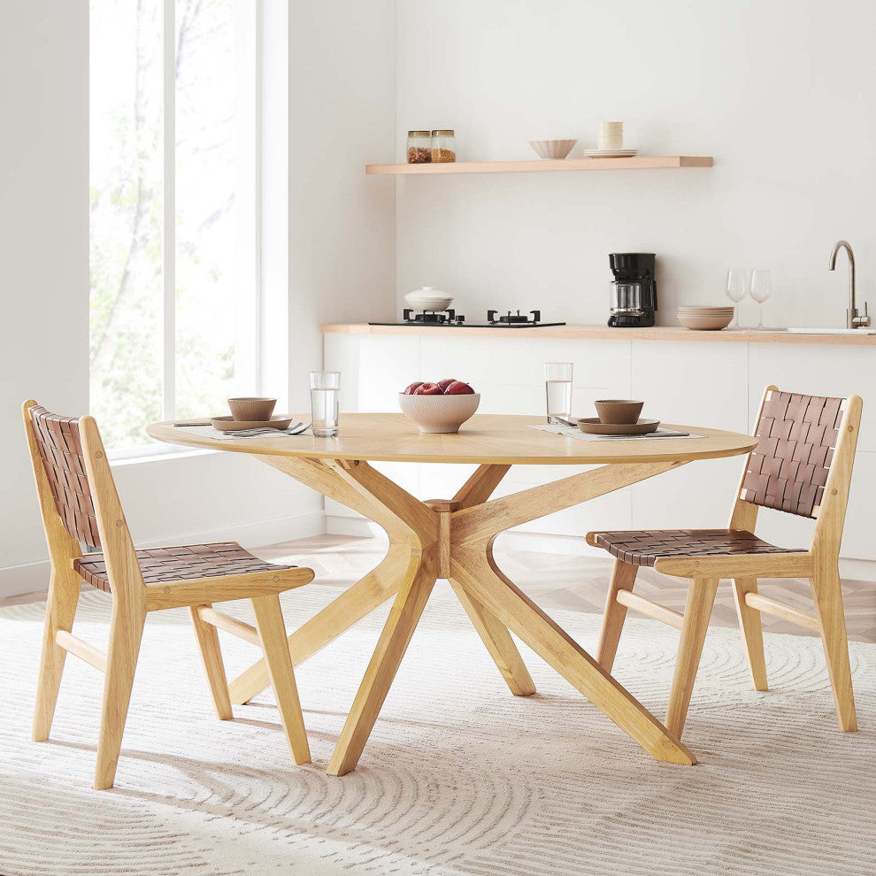 Crossroads 63" Oval Wood Dining Table - Oak