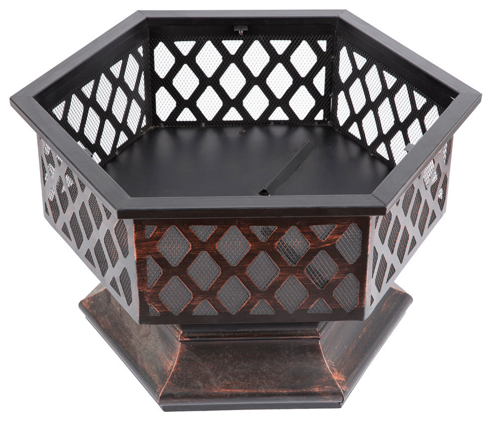 25.22'' H x 24.42'' W Iron Wood Burning Outdoor Fire Pit