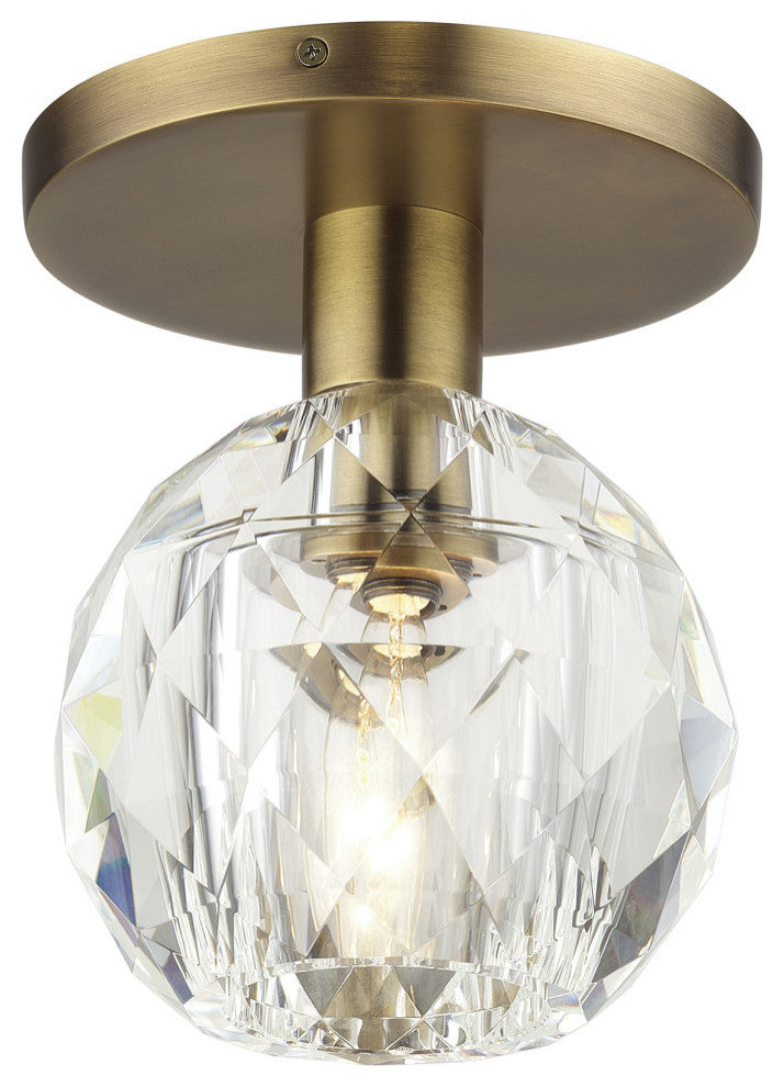 Whitfield 1-Light Natural Brass Crystal Semi-Flush