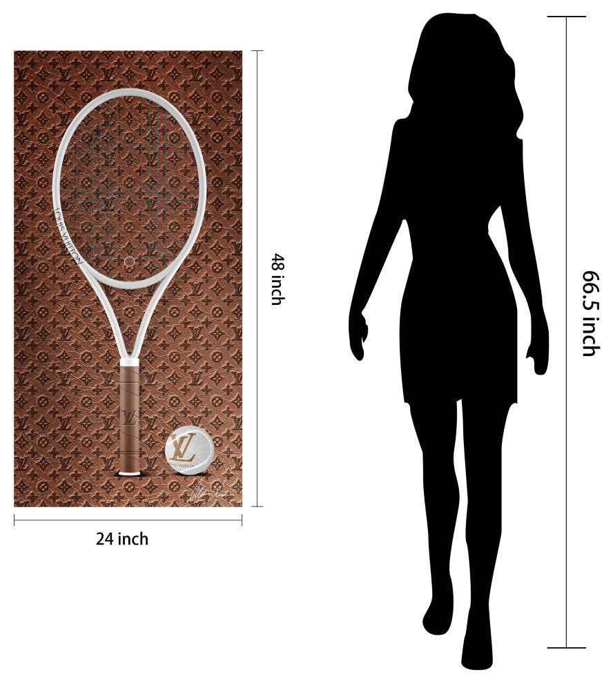 "Louis Vuitton Vibes Racquet" Frameless Floating Tempered Glass Panel Wall Art