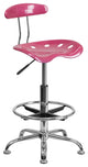 Vibrant Drafting Stool With Tractor Seat, Pink