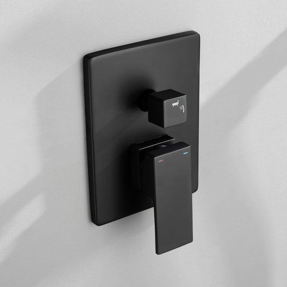 Wellfor Handheld Combo Set, Waterfall Tub Spout and Valve, Matte Black