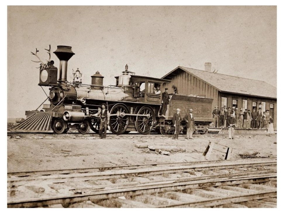 "Wyoming Station, Engine 23 on Main Track, May 1868" Paper Art, 26"x20"