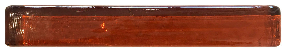 1x6 Flat Bar Hand Poured Glass Tile, Amber