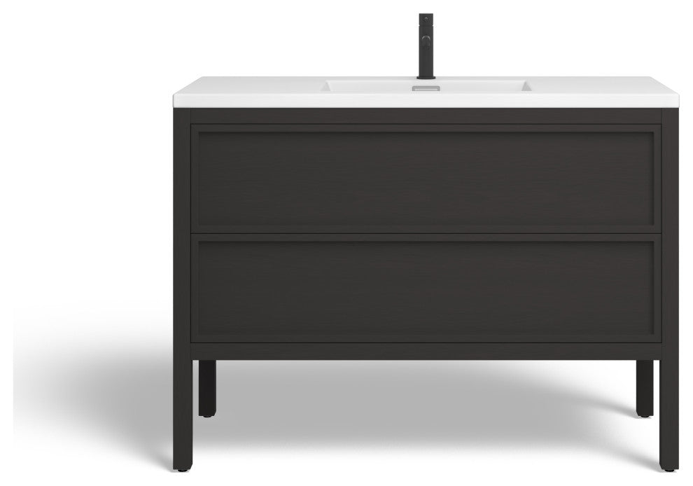 The Shiloh Bathroom Vanity, Charcoal Oak, 48", Single Sink, Freestanding