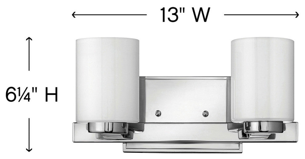 Hinkley Miley Small Two Light Vanity, Chrome
