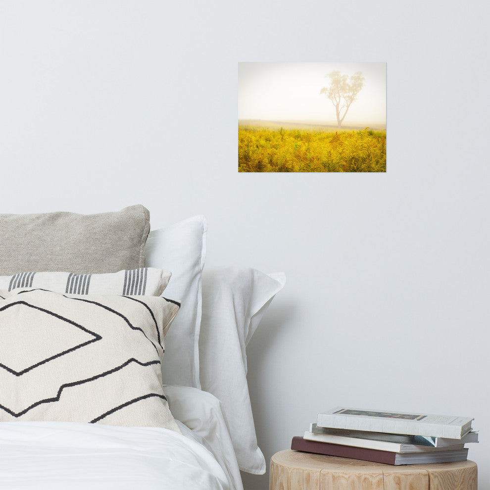 Dreams of Goldenrod and Fog Landscape Photo Unframed Wall Art Print, 12" X 16"