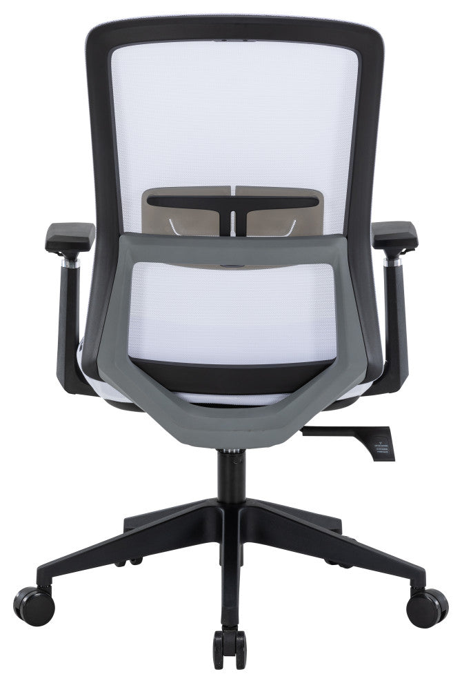 LeisureMod Ingram Modern Mesh Office Task Chair With Adjustable Armrests, White/White