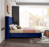 Ames Velvet Bed, Navy, Queen