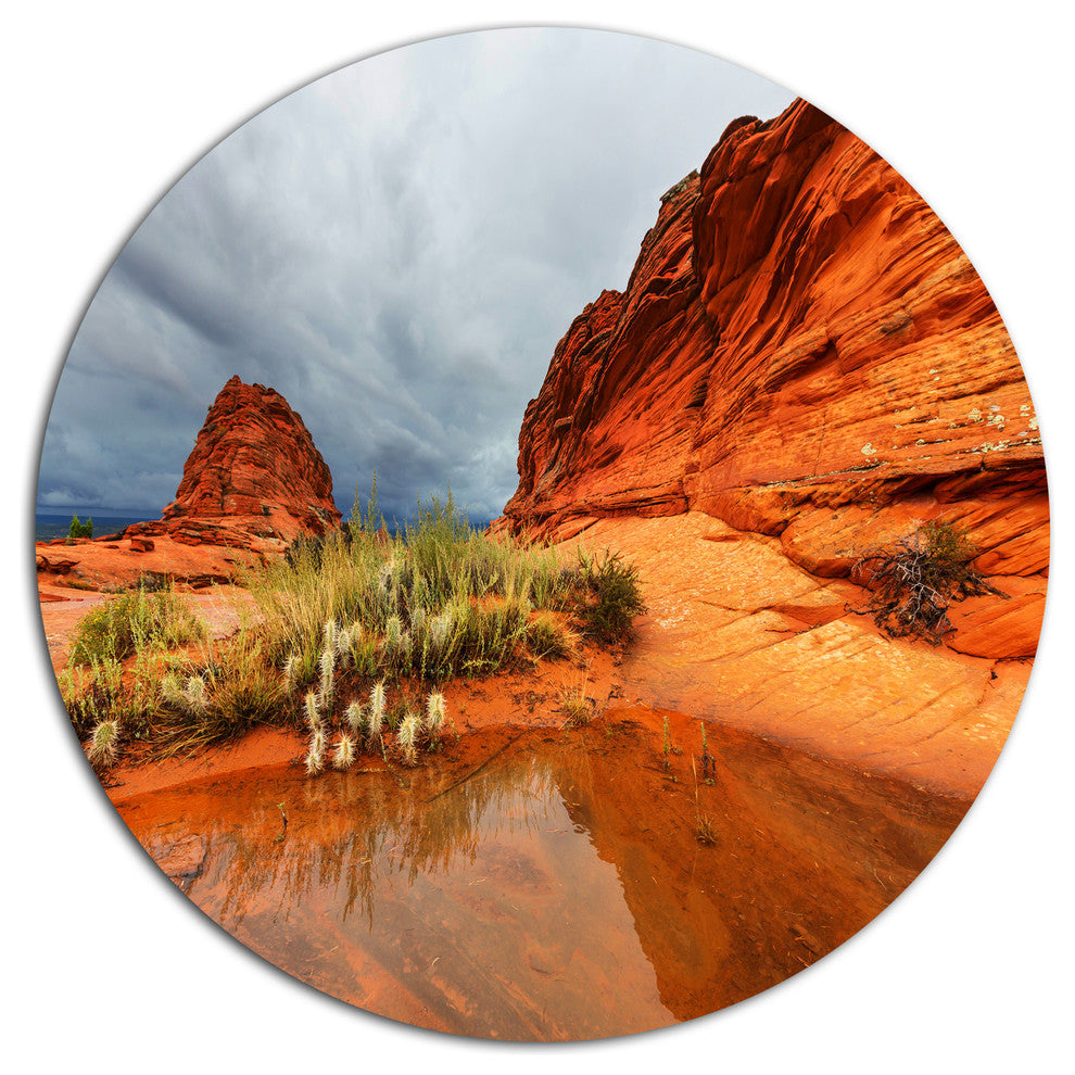 Clear Lake Vermillion Cliffs, Landscape Large Disc Metal Wall Art, 36"