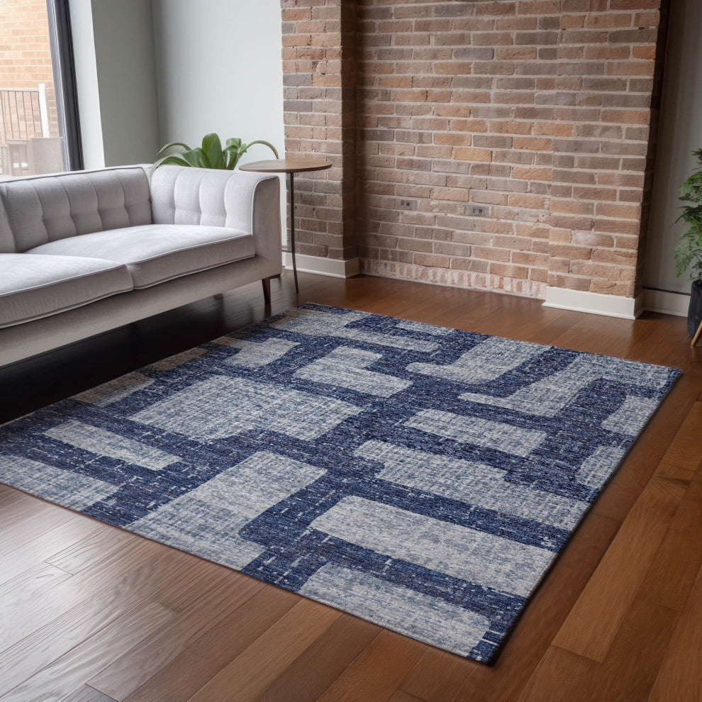 Addison Premium Washable Mayfield AMF110 Blue 3'' x 5'' Rug