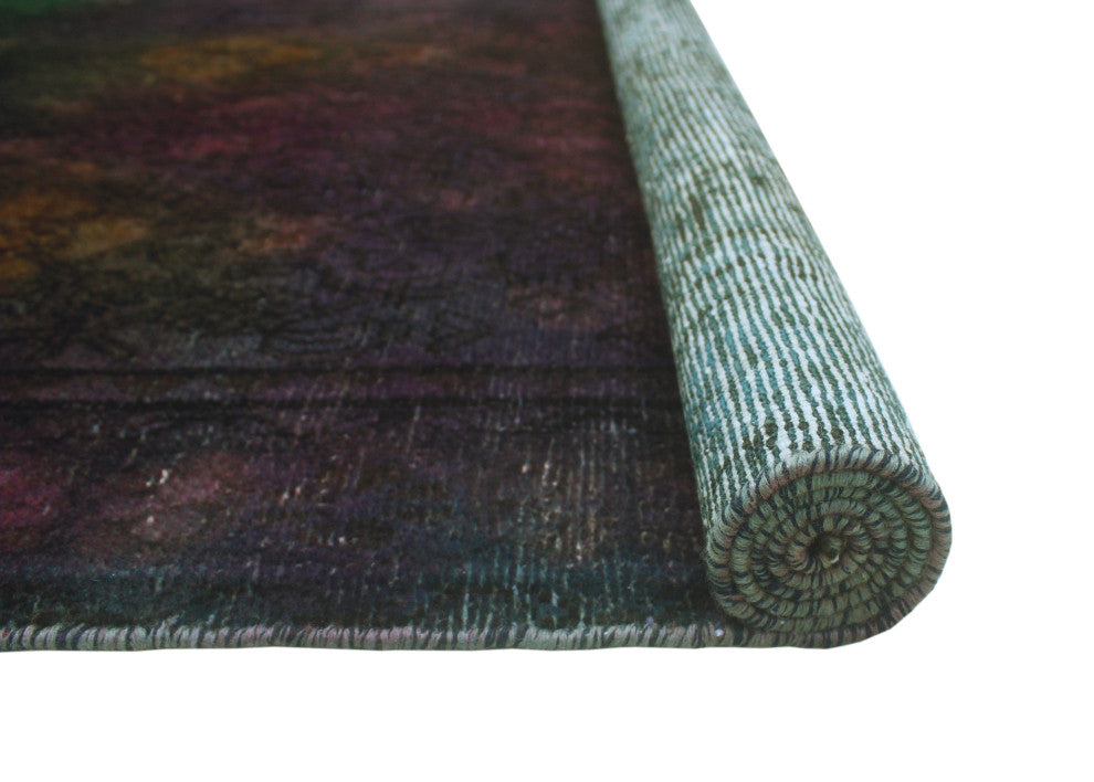 Vintage Distressed Rainbow-dyed Deana Green Runner