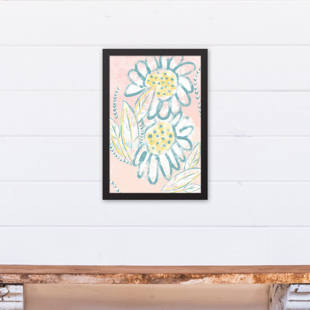 Bright Funky Florals 12x18 Black Framed Canvas