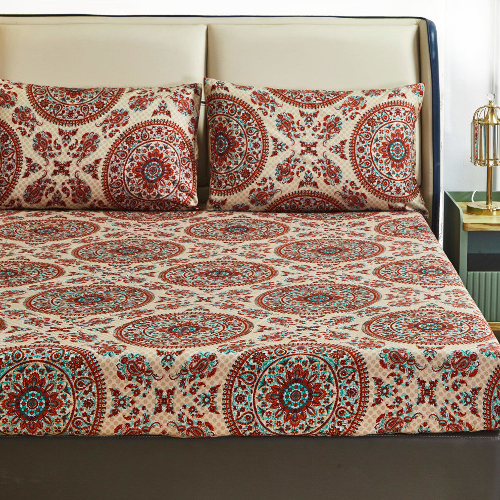 Tache Bohemian Chic Mandala Paisley Fitted Sheet, Full